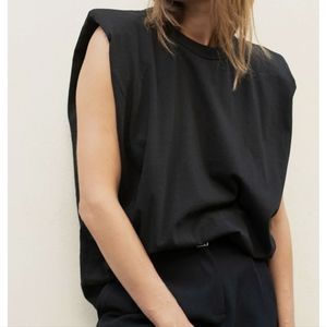 Frankie Shop black Eva padded shoulder tank in size XS